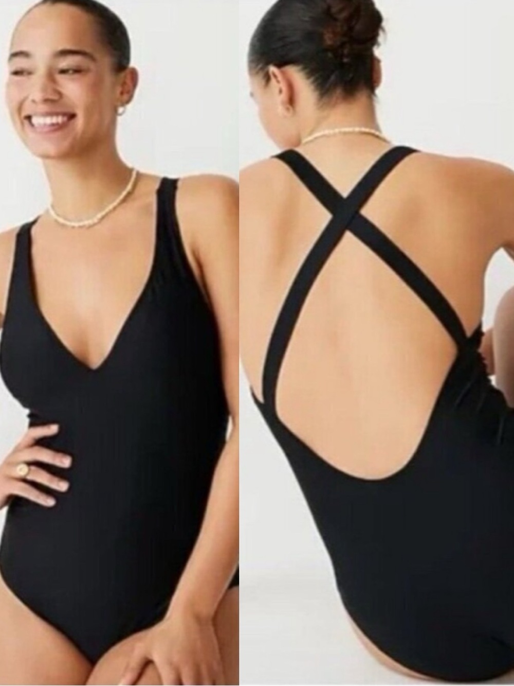 J.Crew‎ DD plunge one-piece swimsuit Black size 16